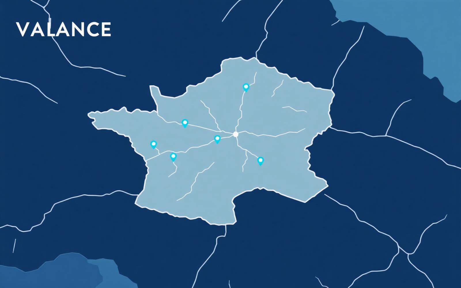 Carte de la zone d'intervention autour de Valence